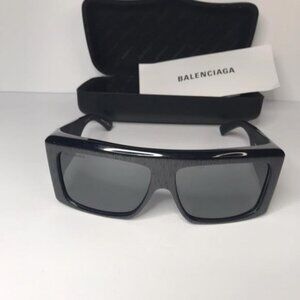 Original Balenciaga Black BB0002S Shield Sunglasses